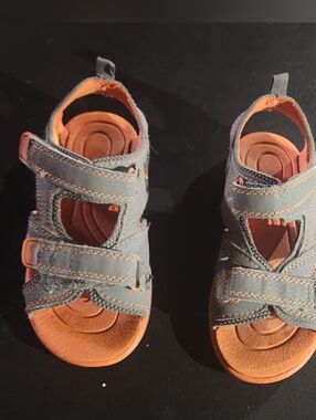 Boys Gray and Orange Jumping Beans Sandals - Comfortable Velcro Straps Size 10T